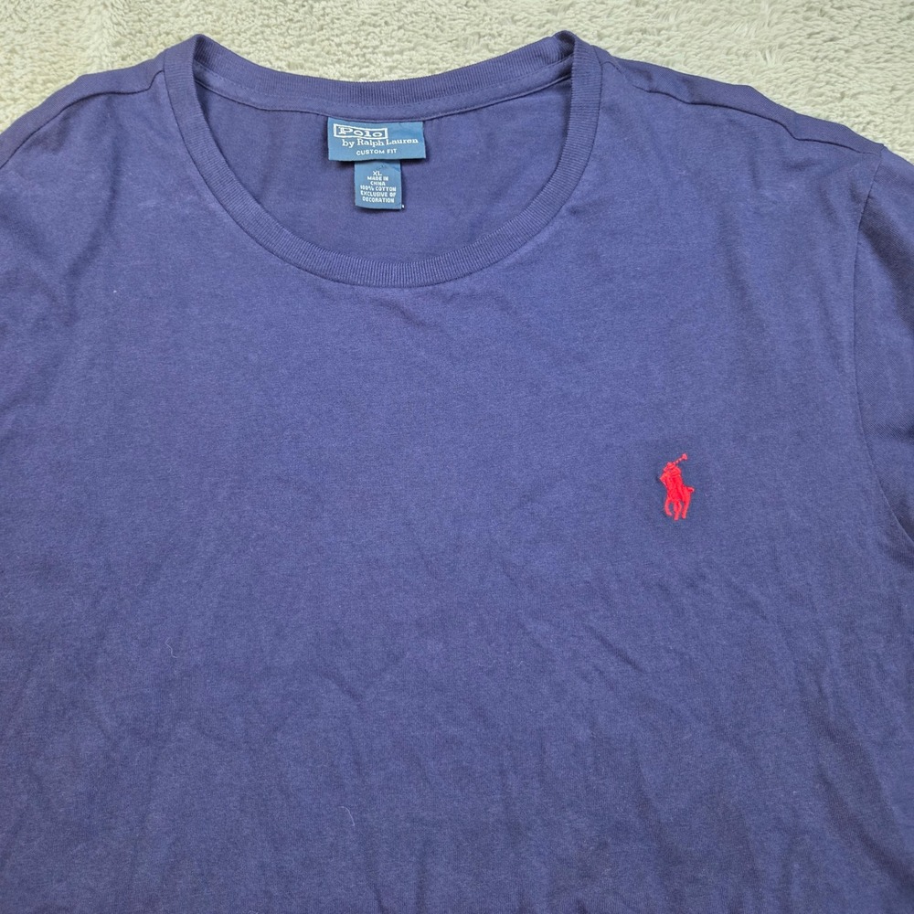 Polo Ralph Lauren T-Shirt Mens XL Custom Fit Short Sleeve Pony Logo Navy Blue
